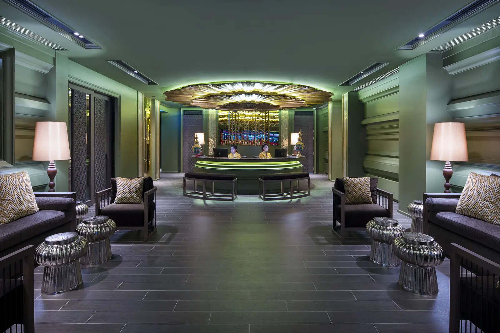 Heritage-inspired lobby at Chillax Heritage Hotel