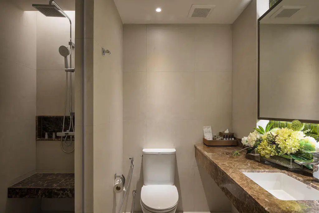 Premier bathroom with rainfall shower